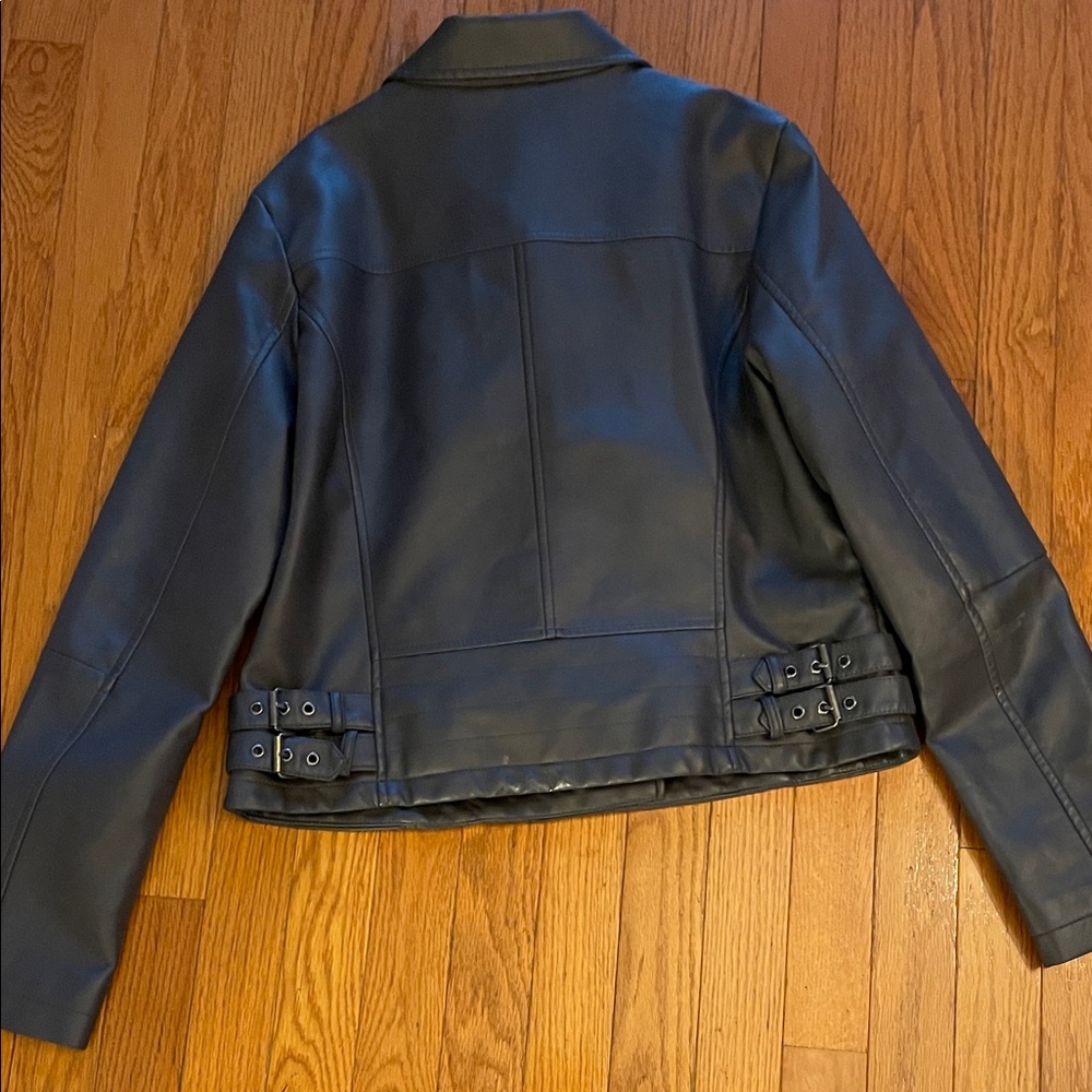 New York CoffeeShop Women's dark  gray faux Leather Jacket
Like new - Picture 3 of 3
